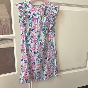 Crewcuts Floral Print Dress with Ruffle Sleeves